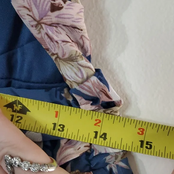 NWT Lulus Soiree Celebration Floral Ruffled Lace-Up Maxi Dress Size Lg Blue - Picture 12 of 14